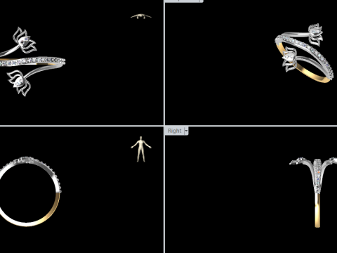 Elegant Floral Open Wrap Ring 3DM STL 3D Print Model