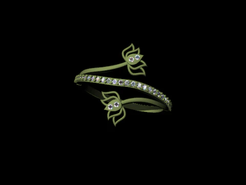 Elegant Floral Open Wrap Ring 3DM STL 3D Print Model