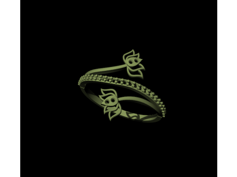 Elegant Floral Open Wrap Ring 3DM STL 3D Print Model