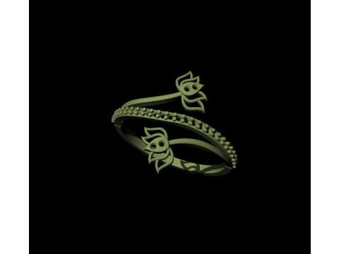 Elegant Floral Open Wrap Ring 3DM STL 3D Print Model