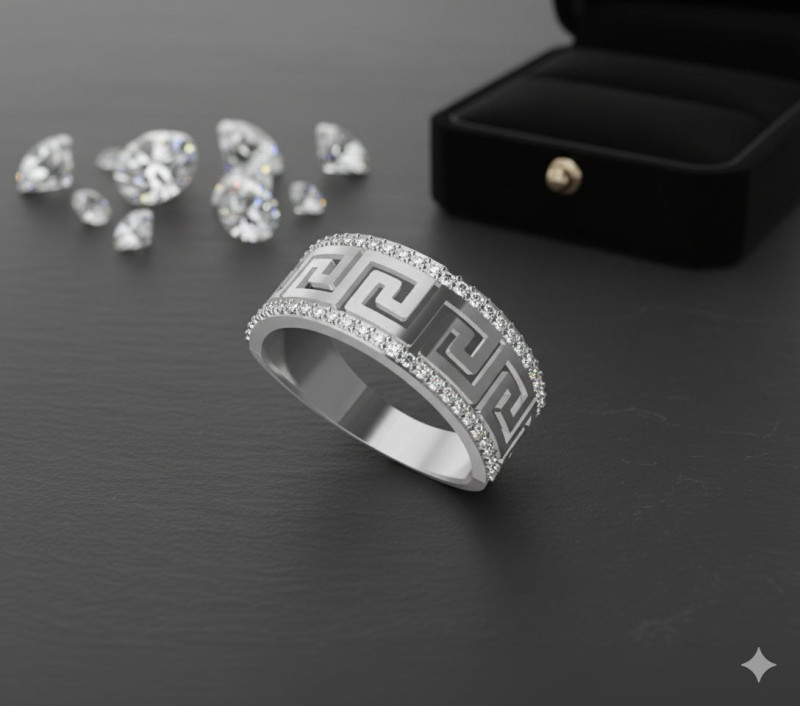 Greek Key Eternity Band STL 3DM Files 3Dプリントモデル .c4d .max .obj .3ds .fbx .stl .blend 