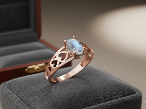Filigree Oval Gemstone Ring 3Dプリントモデル