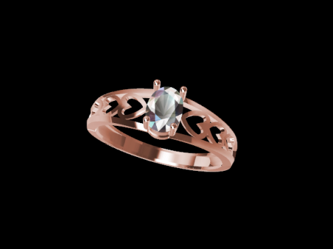 Filigree Oval Gemstone Ring 3D 打印模型