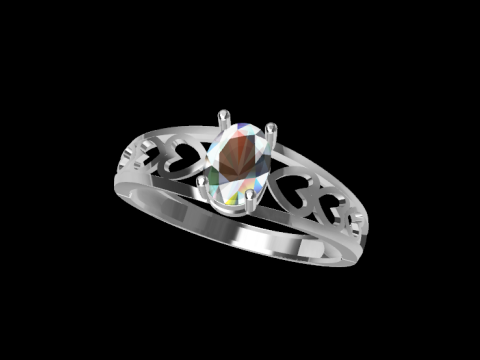 Filigree Oval Gemstone Ring 3D 打印模型