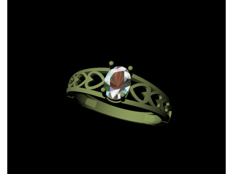 Filigree Oval Gemstone Ring 3D 打印模型