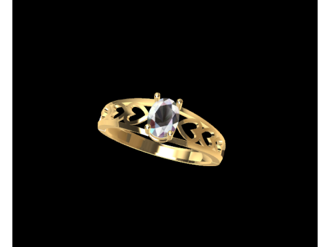 Filigree Oval Gemstone Ring 3D 打印模型