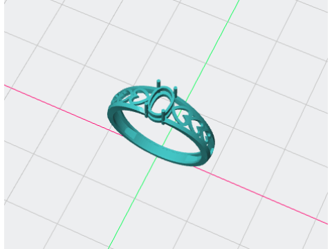 Filigree Oval Gemstone Ring 3D 打印模型