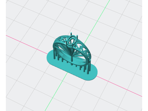 Filigree Oval Gemstone Ring 3D 打印模型