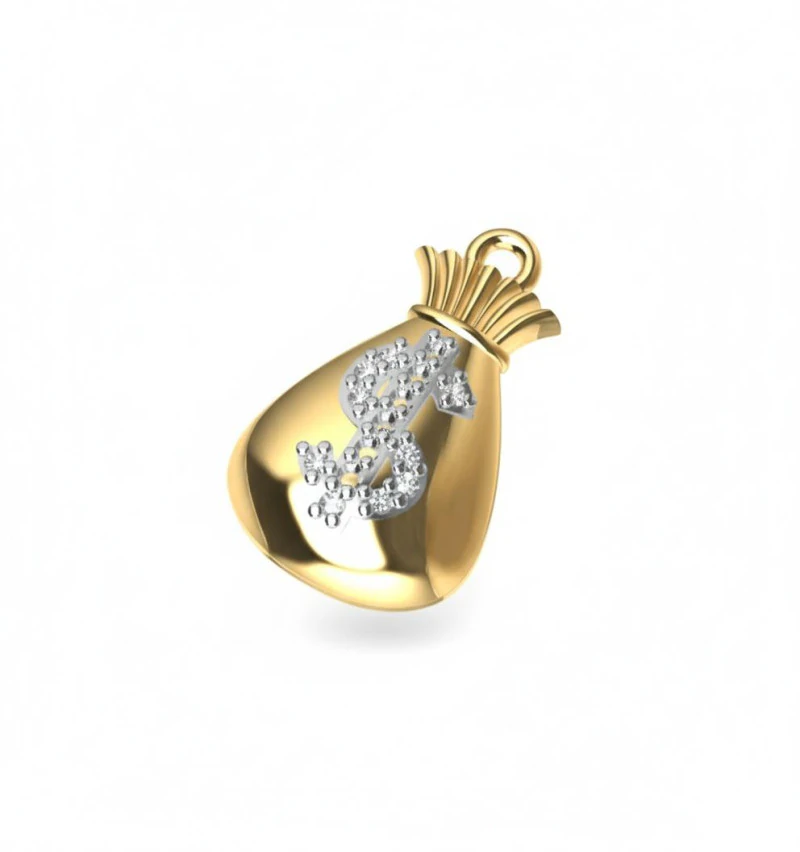 Money Bag Pendant 3D Print Model .c4d .max .obj .3ds .fbx .stl .blend 
