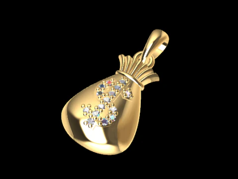 Money Bag Pendant 3D Print Model