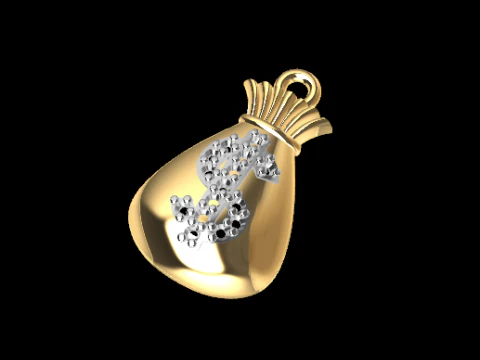 Money Bag Pendant 3D Print Model