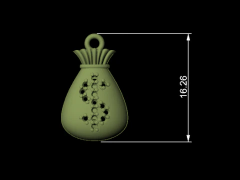 Money Bag Pendant 3D Print Model