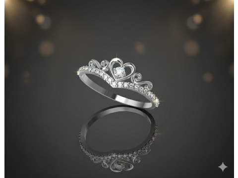 Heart Tiara Crown Ring 3D Baskı Modeli