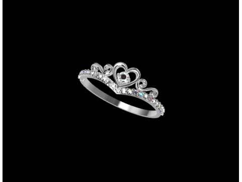 Heart Tiara Crown Ring Model Cetak 3D
