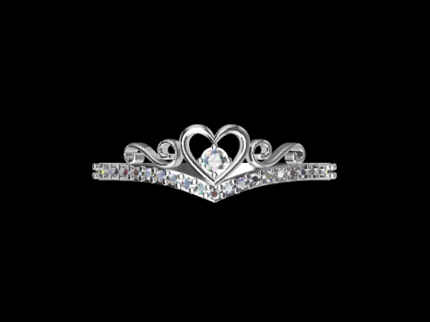Heart Tiara Crown Ring Model Cetak 3D