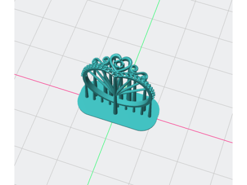 Heart Tiara Crown Ring Model Cetak 3D