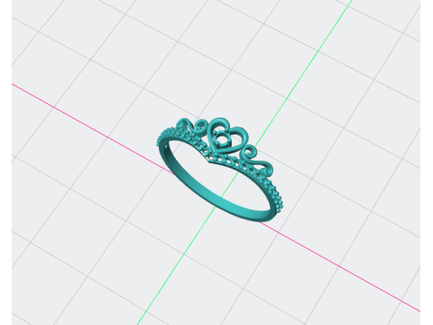 Heart Tiara Crown Ring Model Cetak 3D