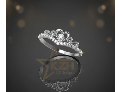 Heart Tiara Crown Ring 3D 打印模型