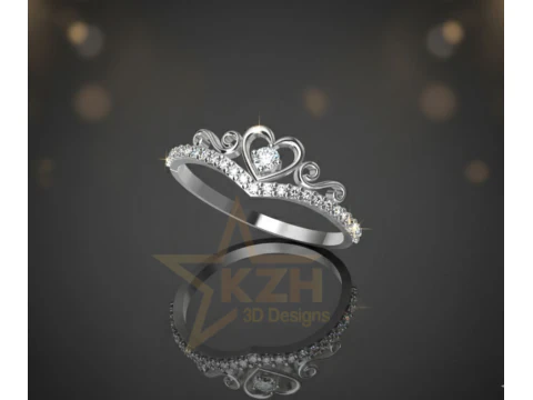 Pierścień koronny z tiarą w kształcie serca Model do druku 3D