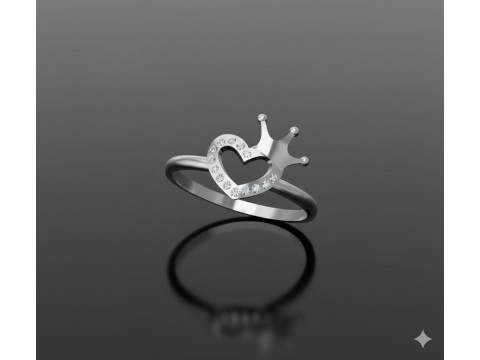 Heart Crown Ring Modèles 3D en vedette