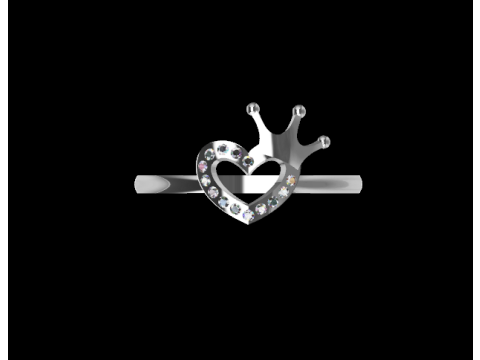 Heart Crown Ring Modello di stampa 3D