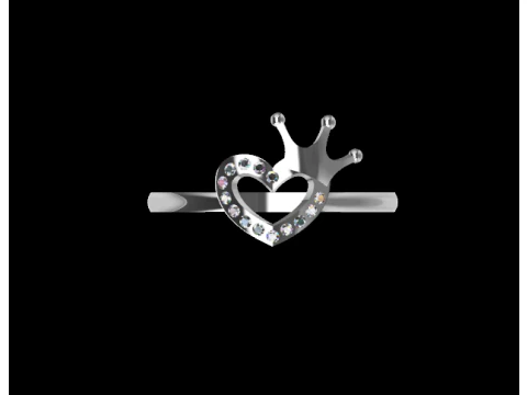 Heart Crown Ring 3D Print Model