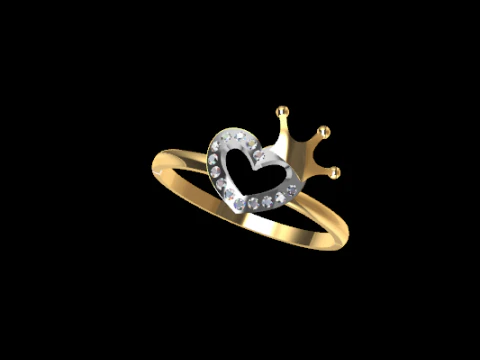 Heart Crown Ring 3D Print Model