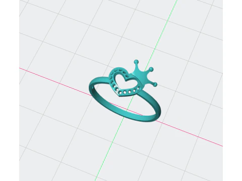 Heart Crown Ring 3D Print Model