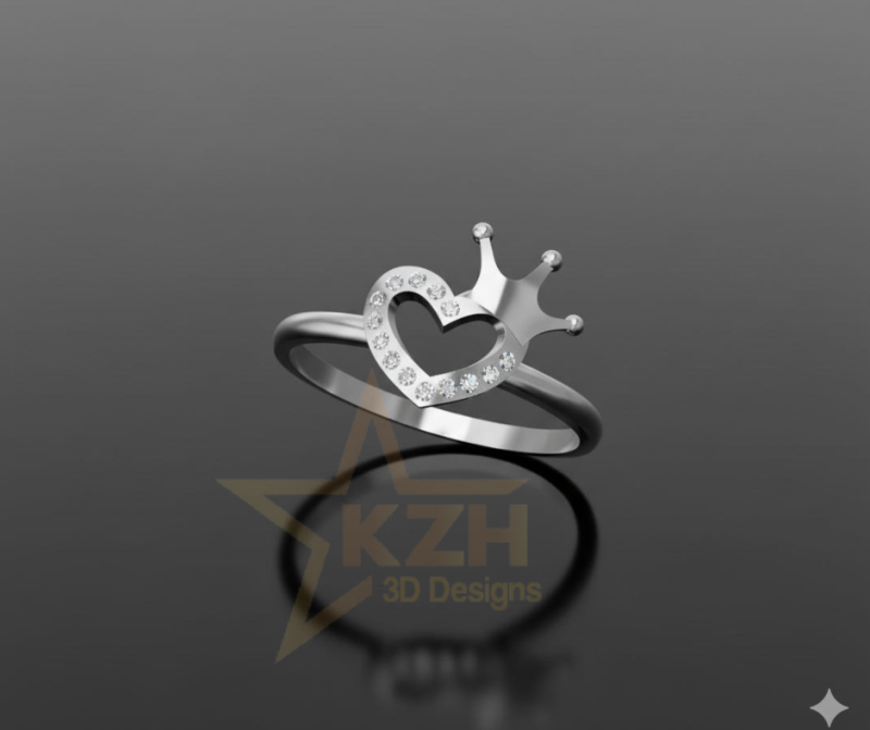 Heart Crown Ring Modello di stampa 3D .c4d .max .obj .3ds .fbx .stl .blend