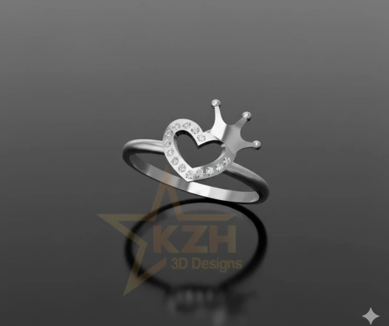 Heart Crown Ring 3D Print Model .c4d .max .obj .3ds .fbx .stl .blend