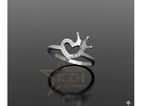 Heart Crown Ring 3D Print Model