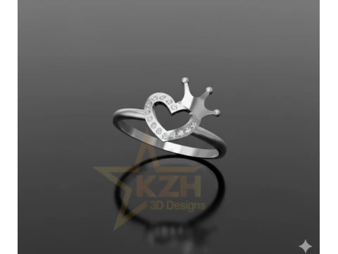 Pierścionek z koroną serca Model do druku 3D