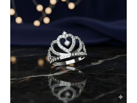 Princess Crown Heart Ring 3D 打印模型