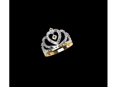 Princess Crown Heart Ring 3D Print Model