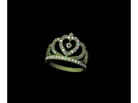 Princess Crown Heart Ring 3D 프린트 모델