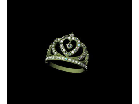 Princess Crown Heart Ring 3D Print Model