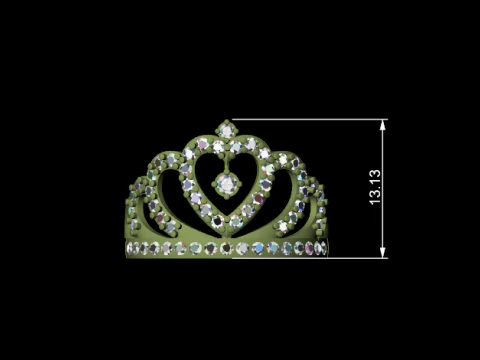 Princess Crown Heart Ring 3D Print Model