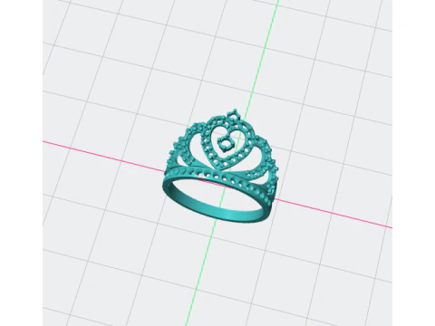 Princess Crown Heart Ring 3D Print Model