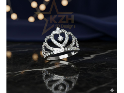 Princess Crown Heart Ring 3D Druckmodell