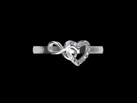 Infinity Heart Ring 3D Print Model