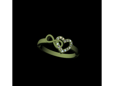 Infinity Heart Ring 3D Print Model