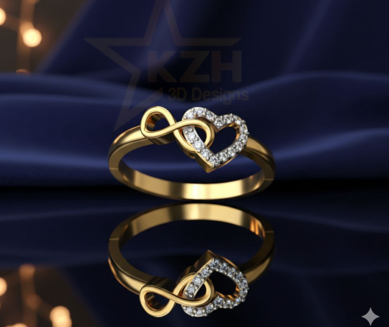 Infinity Heart Ring 3D प्रिंट मॉडल .c4d .max .obj .3ds .fbx .stl .blend 