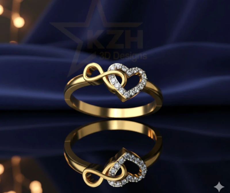 Infinity Heart Ring 3D Print Model .c4d .max .obj .3ds .fbx .stl .blend 