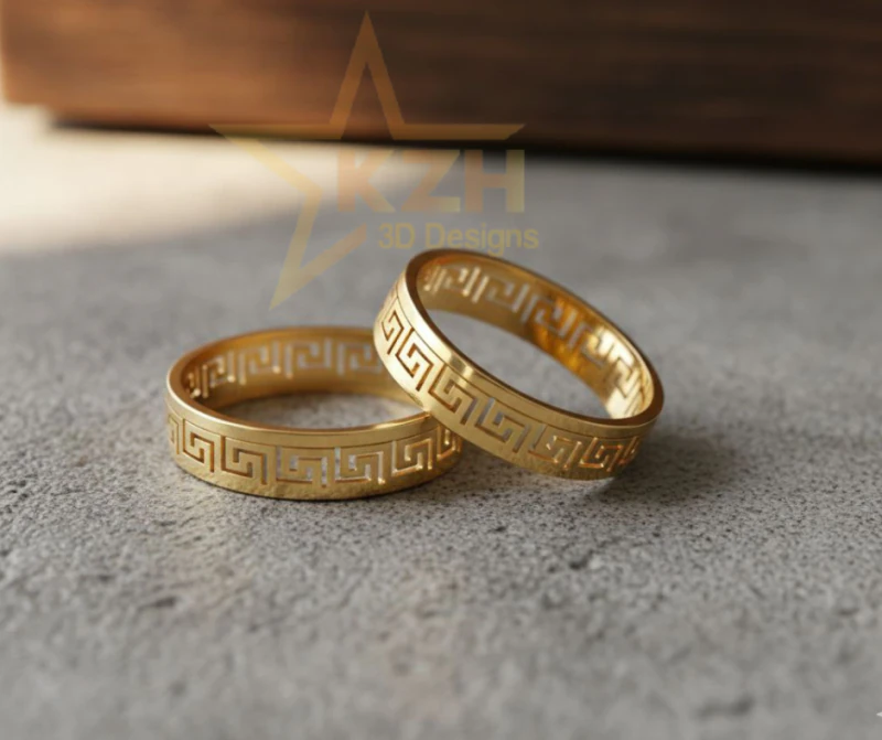 Greek Pattern Ring 3D Print Model .c4d .max .obj .3ds .fbx .stl .blend 