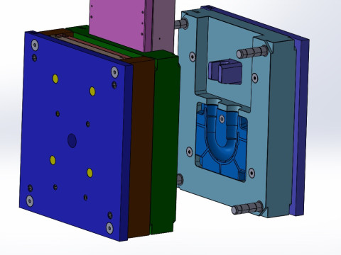 PLASTIC 180 PIPE MOLD DESIGN WITH FULL RENDERING Modelo 3D
