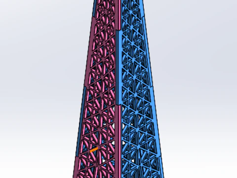 3D EIFFEL TOWER IN SHEET METAL DESIGN 3D Model