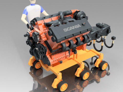 HYDROSTATIC TRANSMISSION ENGINE V8-XT TURBO DETAILED 3D MODEL 3D Model
