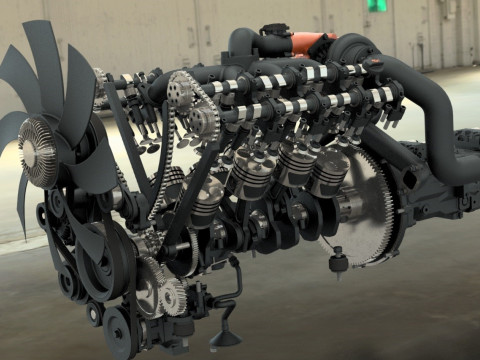 HYDROSTATIC TRANSMISSION ENGINE V8-XT TURBO DETAILED 3D MODEL 3D Model