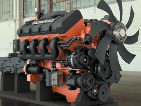 HYDROSTATIC TRANSMISSION ENGINE V8-XT TURBO DETAILED 3D MODEL 3D Model