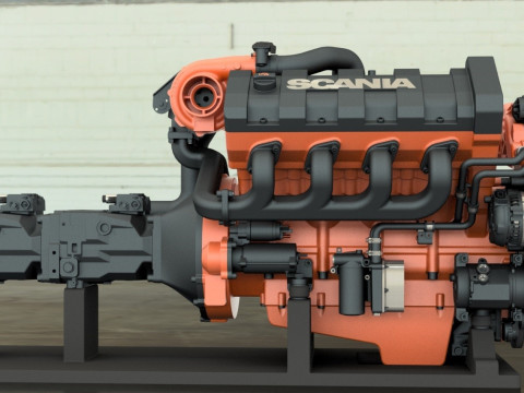HYDROSTATIC TRANSMISSION ENGINE V8-XT TURBO DETAILED 3D MODEL 3D 模型